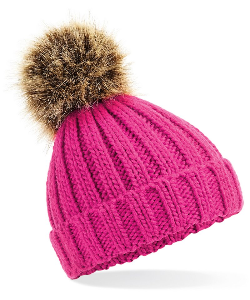 Infant/junior fur pom pom chunky beanie