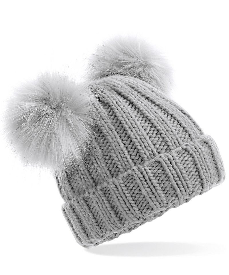 Infant/junior faux fur double pom pom beanie