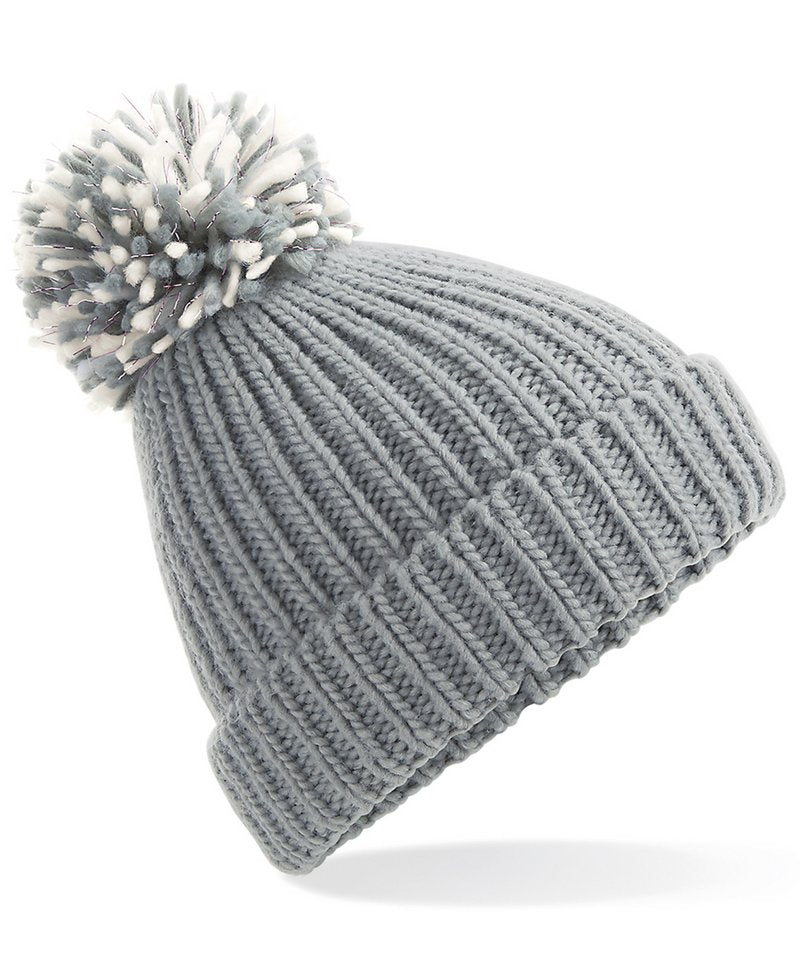 Shimmer pom pom beanie