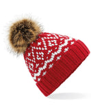 Fair Isle faux fur pop pom beanie