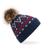 Fair Isle faux fur pop pom beanie
