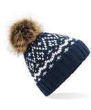 Fair Isle faux fur pop pom beanie