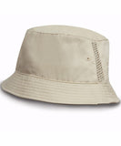 Deluxe washed cotton bucket hat with side mesh panels