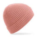 Engineered knit ribbed beanie