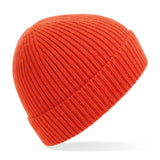 Engineered knit ribbed beanie