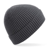 Engineered knit ribbed beanie