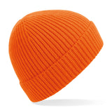 Engineered knit ribbed beanie