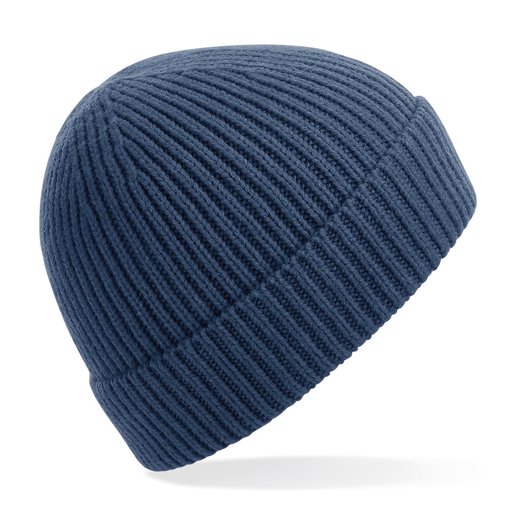 Engineered knit ribbed beanie