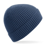 Engineered knit ribbed beanie