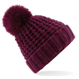 Popcorn fur pop pom beanie