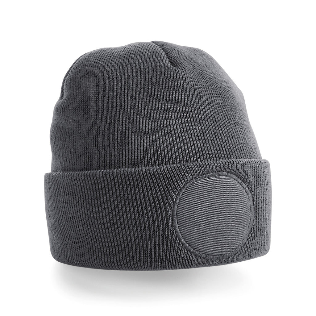 Circular patch beanie