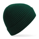 Engineered knit ribbed beanie