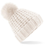 Popcorn fur pop pom beanie