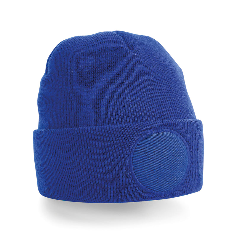 Circular patch beanie